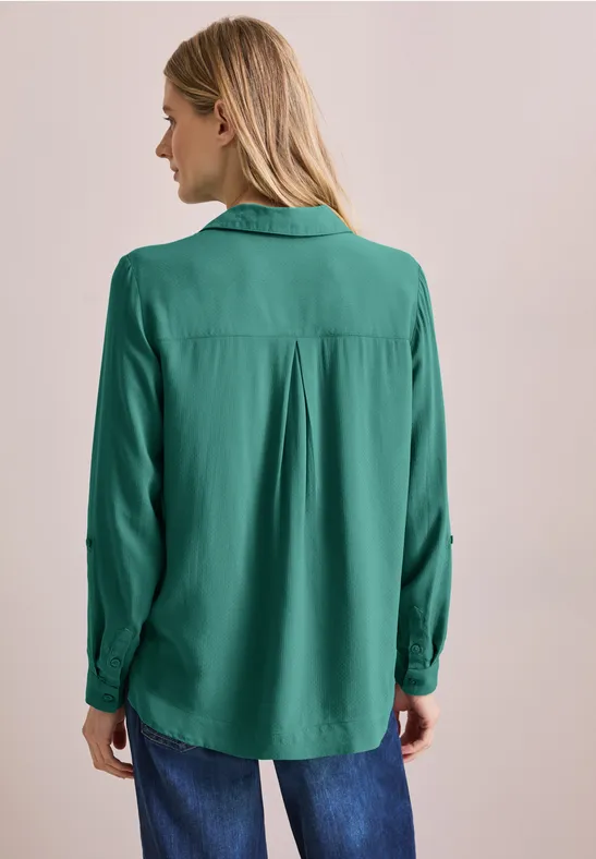 Damen Langarm Knopfleisten Bluse