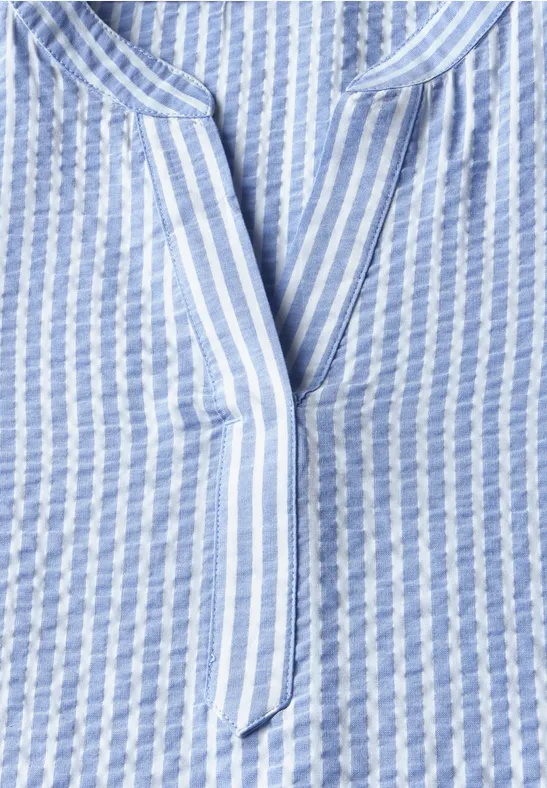Gestreifte Seersucker Bluse mit Knopfleiste