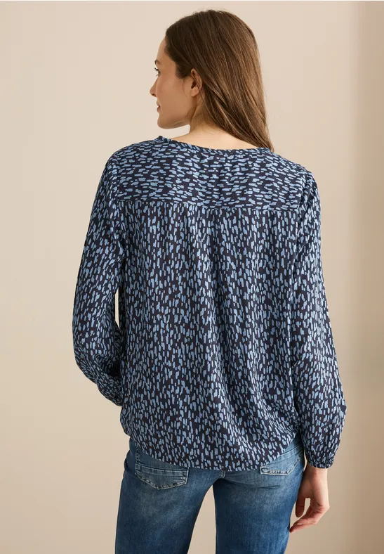 Gemusterte Langarmbluse mit Cut-Out