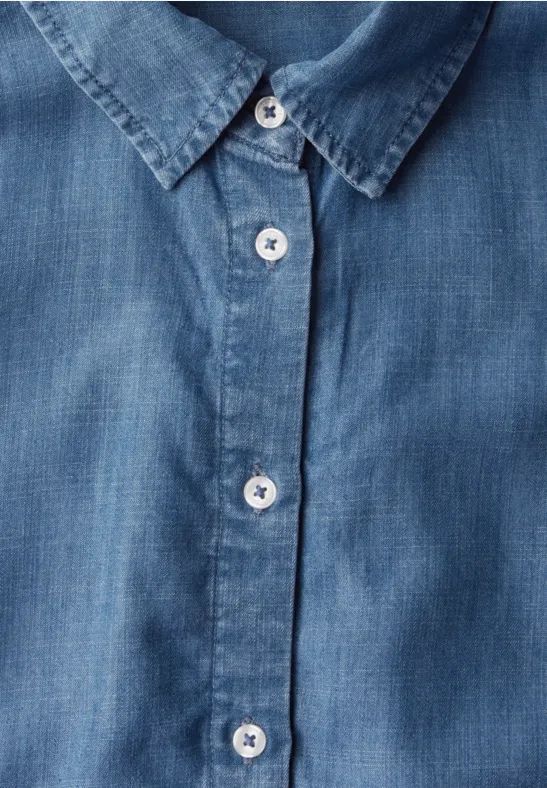 Jeansbluse aus Lyocell mit Kurzen Ärmeln