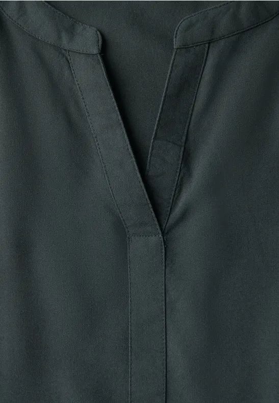 Damen Bluse mit geschlitztem Rundhalsausschnitt