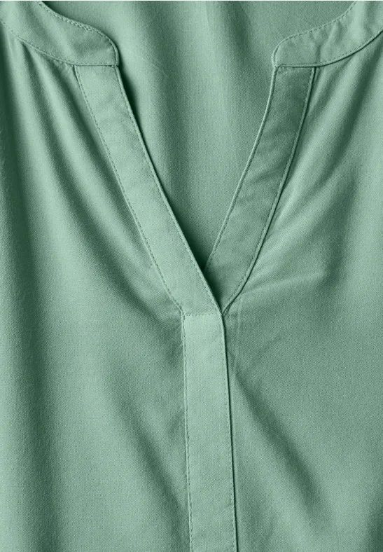 Damen Bluse mit geschlitztem Rundhalsausschnitt