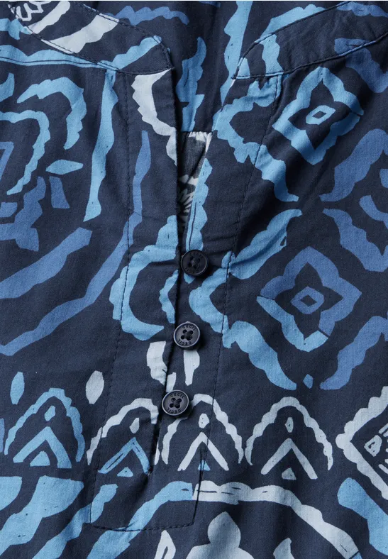 Bluse mit Patchworkmuster und V-Ausschnitt