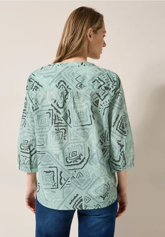 Bedruckte Baumwollbluse mit 3/4 Ärmeln