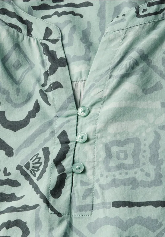 Bedruckte Baumwollbluse mit 3/4 Ärmeln