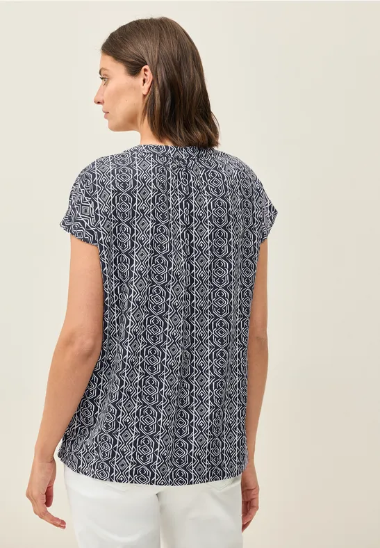 Gemustertes Blusenshirt mit V-Ausschnitt