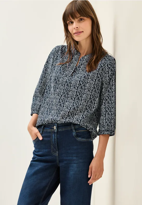 Gemusterte Tunika Bluse aus Baumwolle