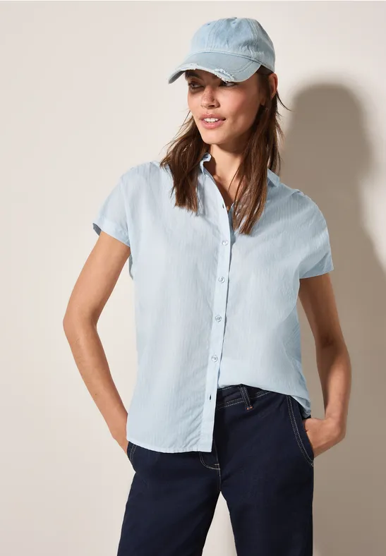 Gestreifte Kurzarm-Hemdbluse