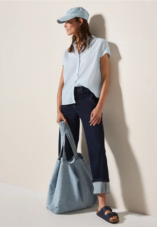 Gestreifte Kurzarm-Hemdbluse