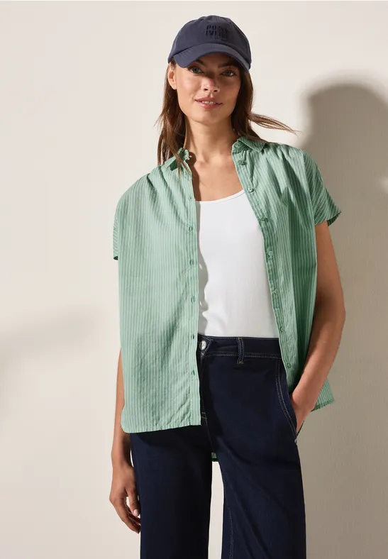 Gestreifte Kurzarm Hemdbluse