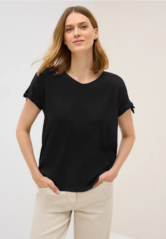Lässige Bluse mit V-Ausschnitt und Bindedetail