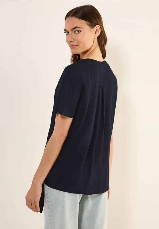 Blusenshirt mit V-Ausschnitt und Bindedetail