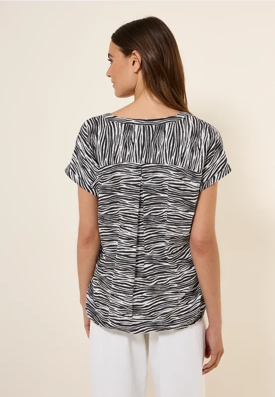 Zebra-Print Bluse mit V-Ausschnitt