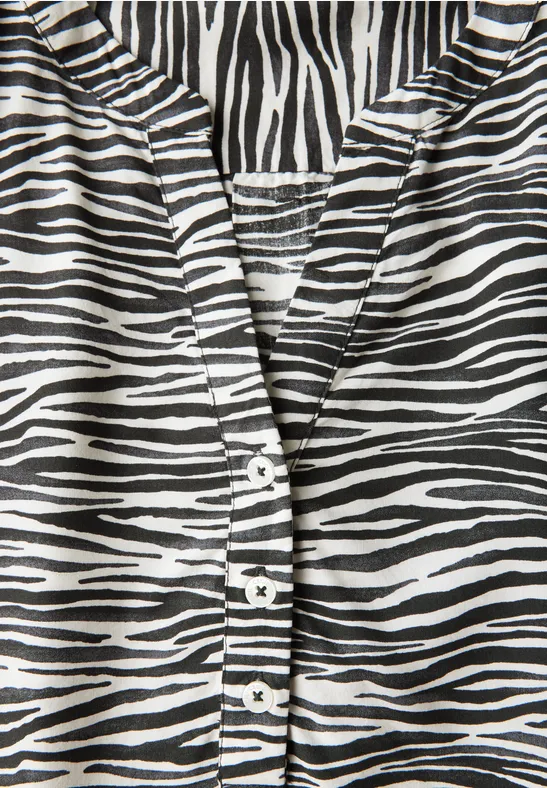 Zebra-Print Bluse mit V-Ausschnitt