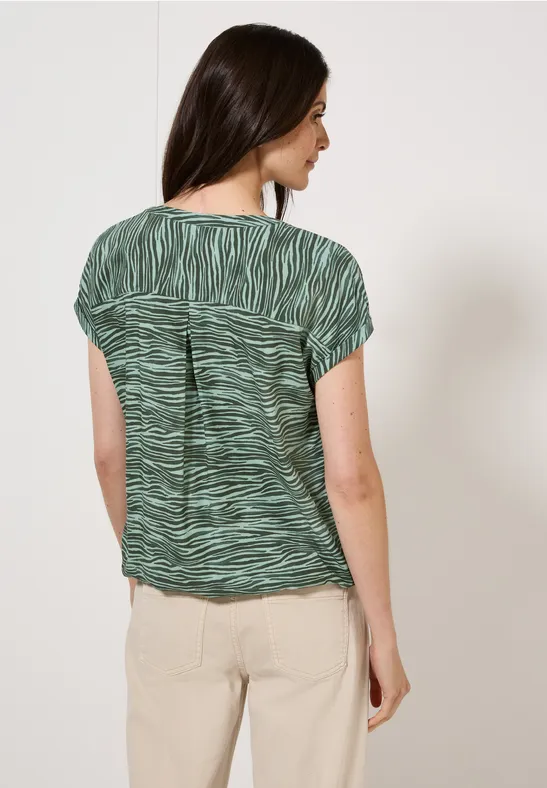 Tunika-Top mit Zebra-Print und Knopfleiste