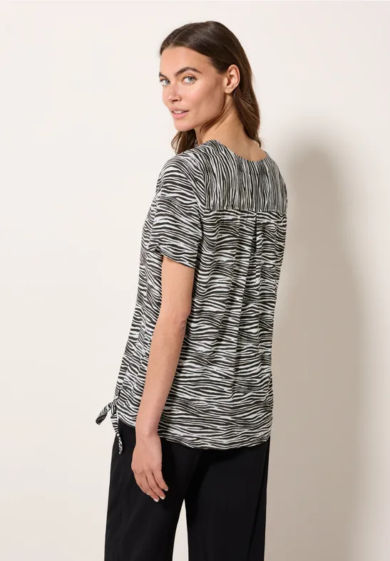 Zebra-Print Blusenshirt mit V-Ausschnitt
