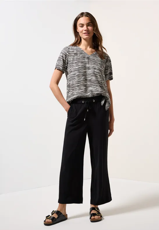 Zebra-Print Blusenshirt mit V-Ausschnitt