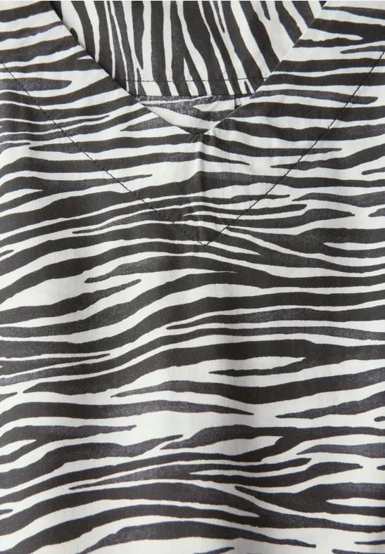 Zebra-Print Blusenshirt mit V-Ausschnitt
