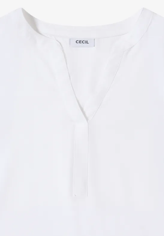Klassische weiße Bluse mit V-Ausschnitt