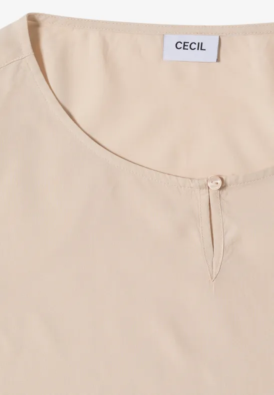 Beige Langarmbluse mit Rundhalsausschnitt