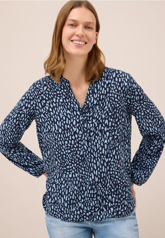 Gemusterte Kurzarm Tunika-Bluse