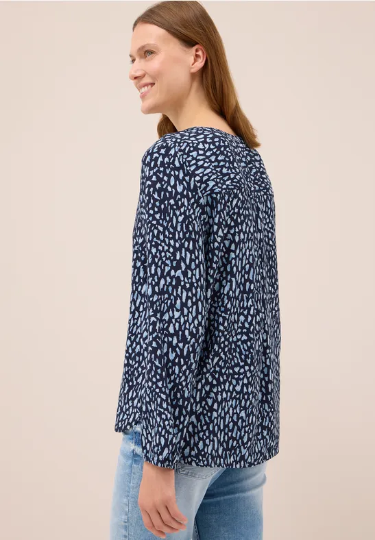 Gemusterte Kurzarm Tunika-Bluse
