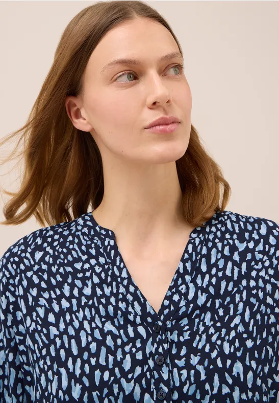 Gemusterte Kurzarm Tunika-Bluse