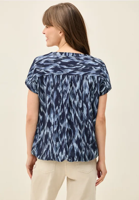 Gemusterte Kurzarm Tunika-Bluse
