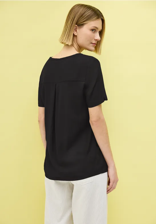Damenbluse mit kurzen Ärmeln und Bindedetail