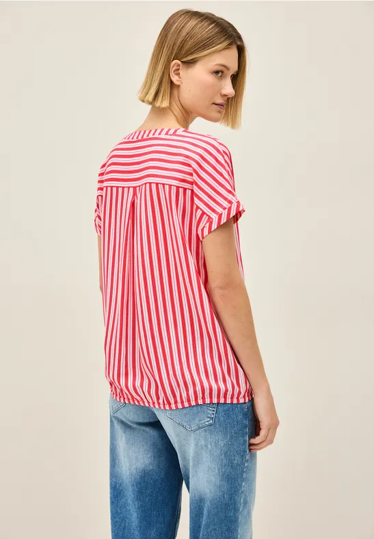 Gestreiftes V-Ausschnitt Blusenshirt