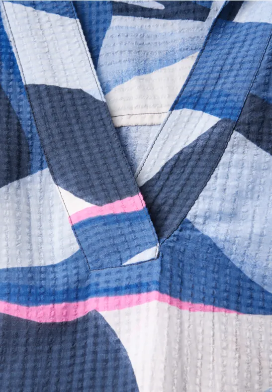 Baumwoll-Longbluse mit abstraktem Print