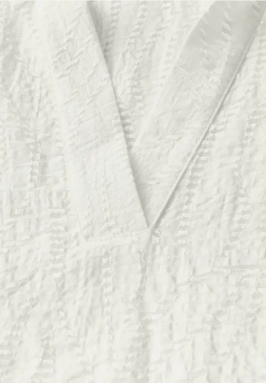 Kurzarm Bluse mit Strukturmuster und Kragen