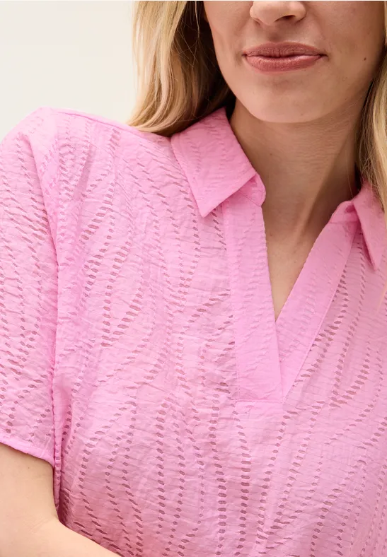 Blusenshirt mit Textur und Kragen