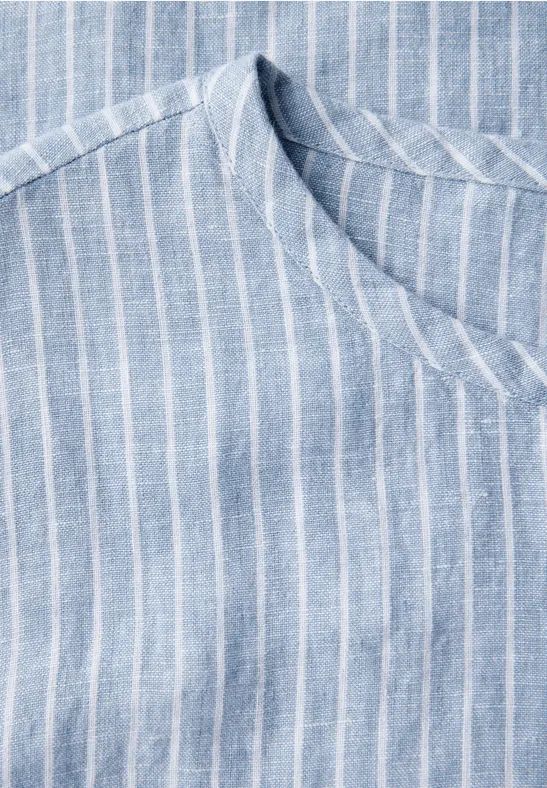 Gestreifte Leinenbluse mit Knotendetail