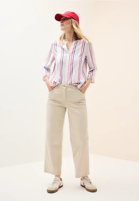 Gestreifte Bluse mit V-Ausschnitt