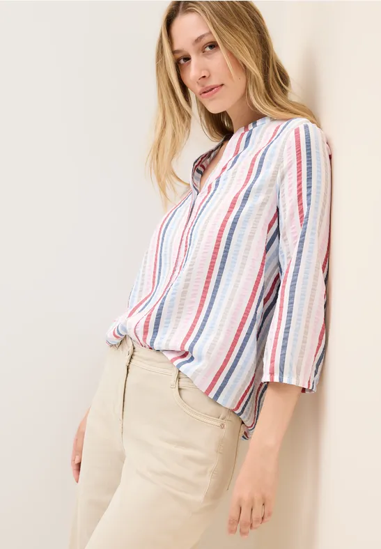 Gestreifte Bluse mit V-Ausschnitt