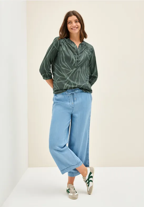Damen Bluse mit grünem Blättermuster