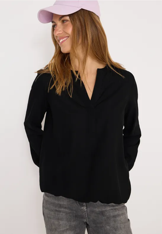 Bluse mit geschlitztem Ausschnitt und lockerer Passform