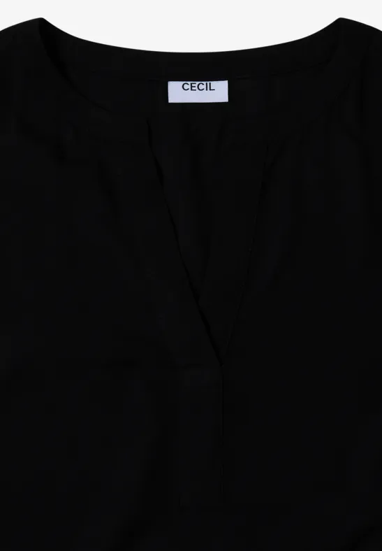 Bluse mit geschlitztem Ausschnitt und lockerer Passform