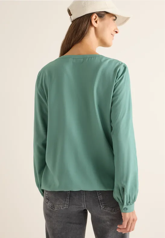 Elegante Damen Bluse mit Schlitzkragen