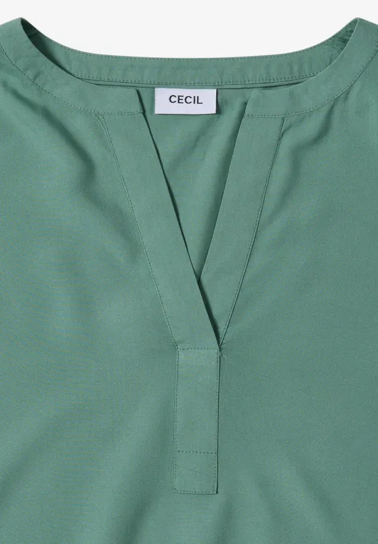 Elegante Damen Bluse mit Schlitzkragen