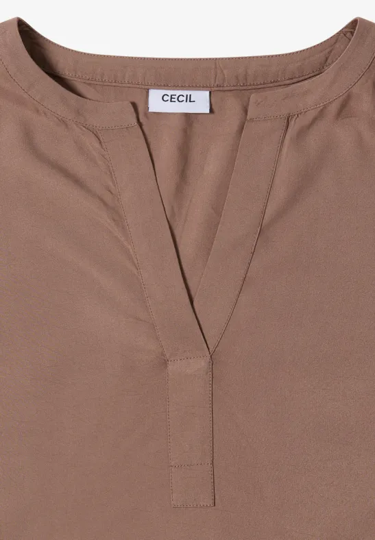 Bluse mit geschlitztem Ausschnitt und lockerer Passform