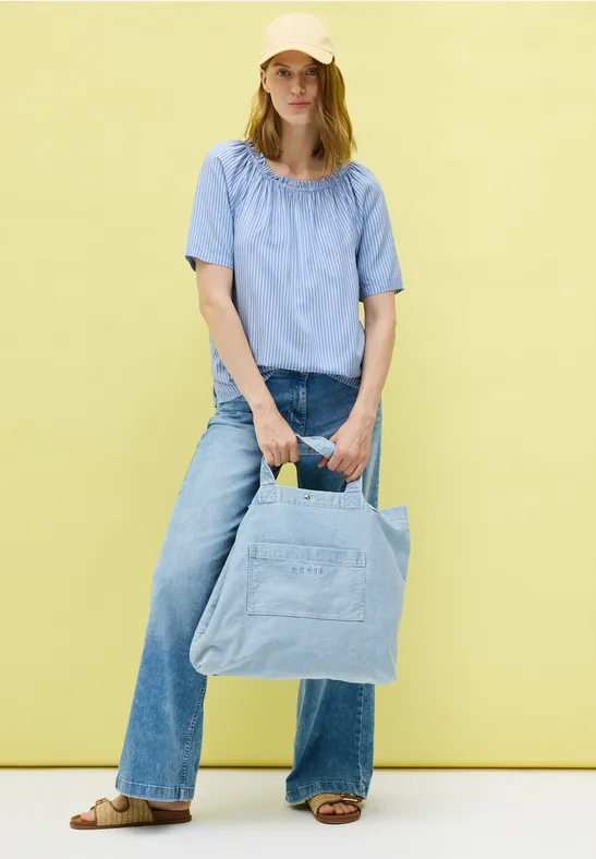 Gestreifte Bluse mit elastischem Ausschnitt