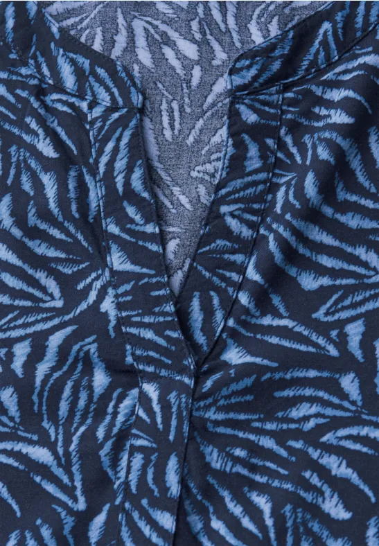 Kurzarm Bluse mit Schlitzhals und Muster