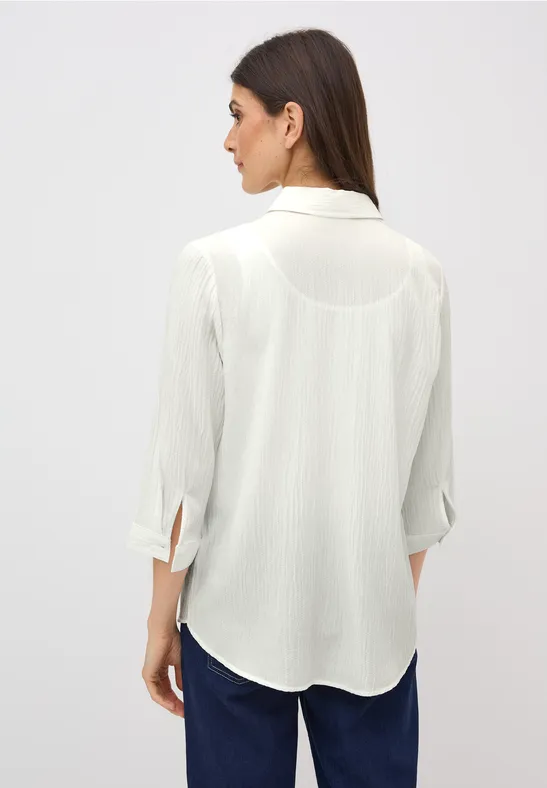 Strukturierte Hemdbluse mit 3/4-Ärmeln