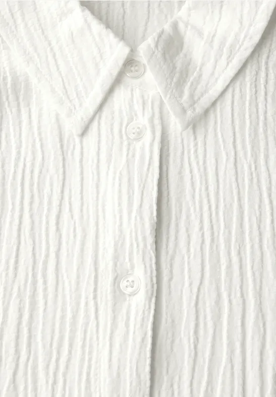 Strukturierte Hemdbluse mit 3/4-Ärmeln