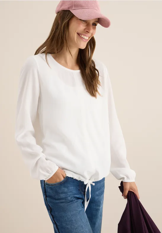 Damen Langarm Bluse mit Tunnelzug