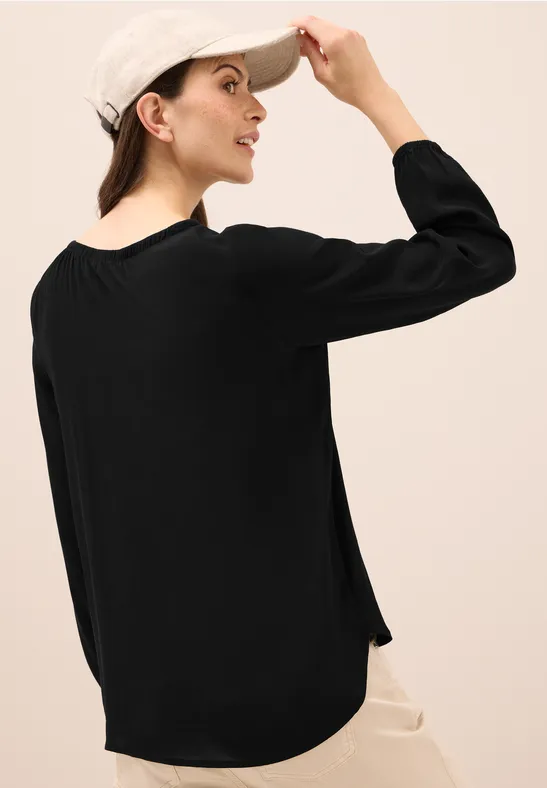 Elegante Crêpe Bluse mit Bindeband