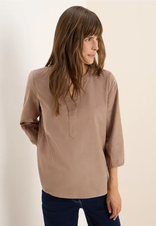Lässige Kordbluse mit Schlitzkragen