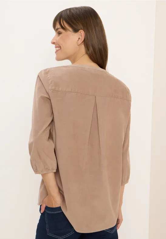 Lässige Kordbluse mit Schlitzkragen
